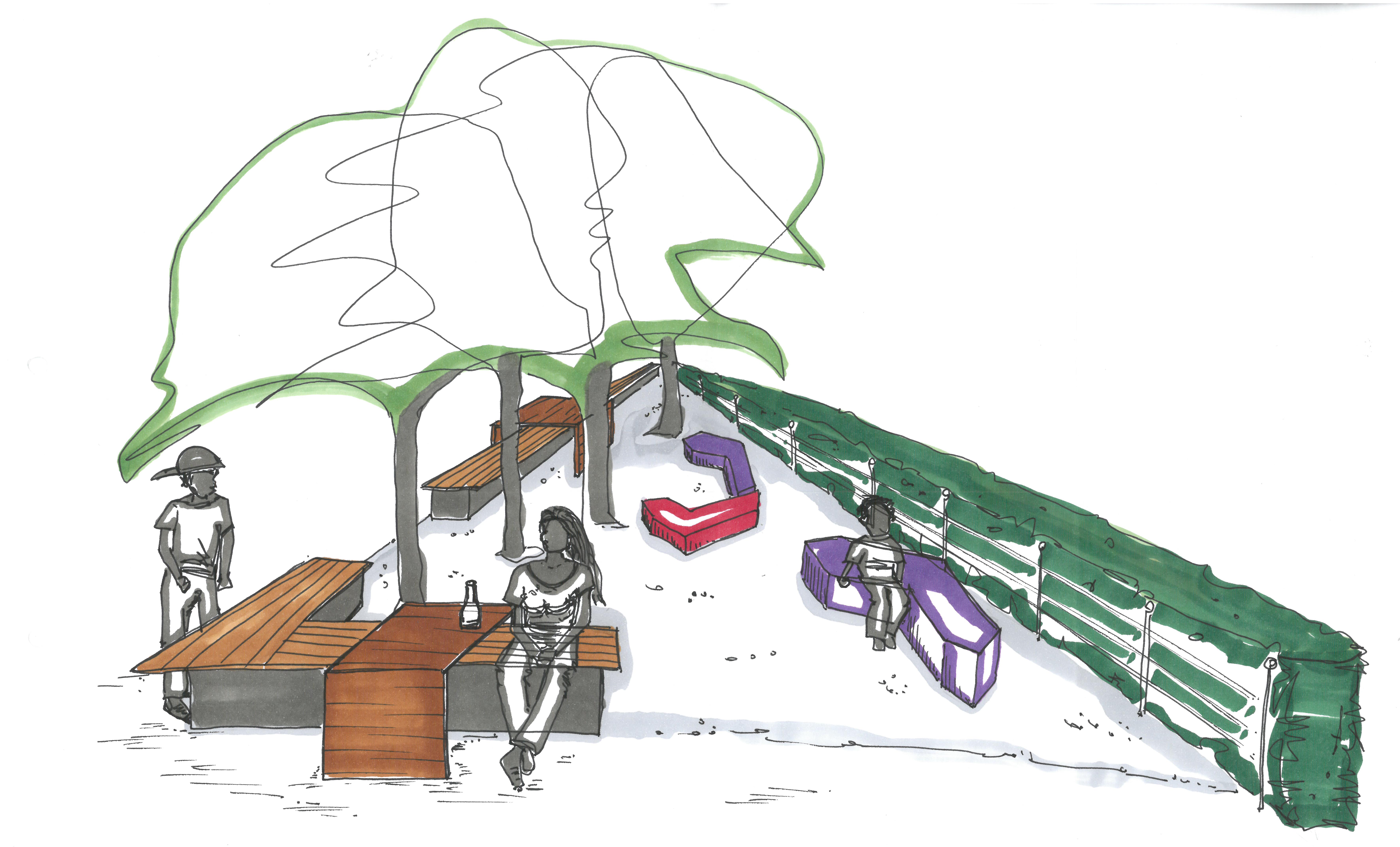 Auf der Skizze kann man erkennen, wie der Platz nach der Neugestaltung aussehen soll.