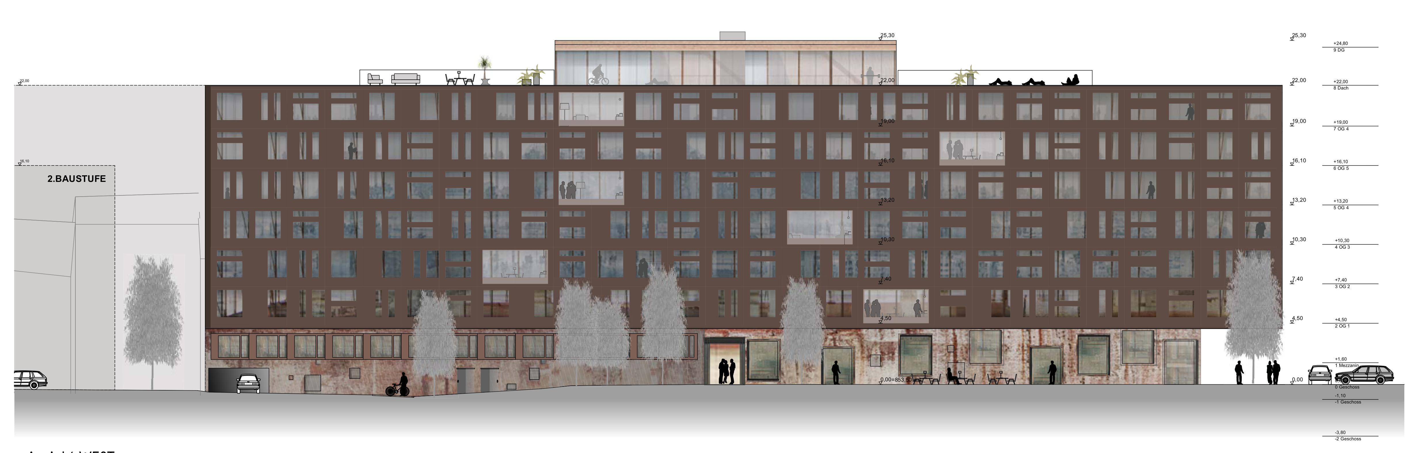 Im Bereich zwischen Karmelitergasse und Südbahnstraße entsteht neues studentisches Wohnen. Bis 2025 entstehen 166 Studierendeplätze in 133 Einheiten.