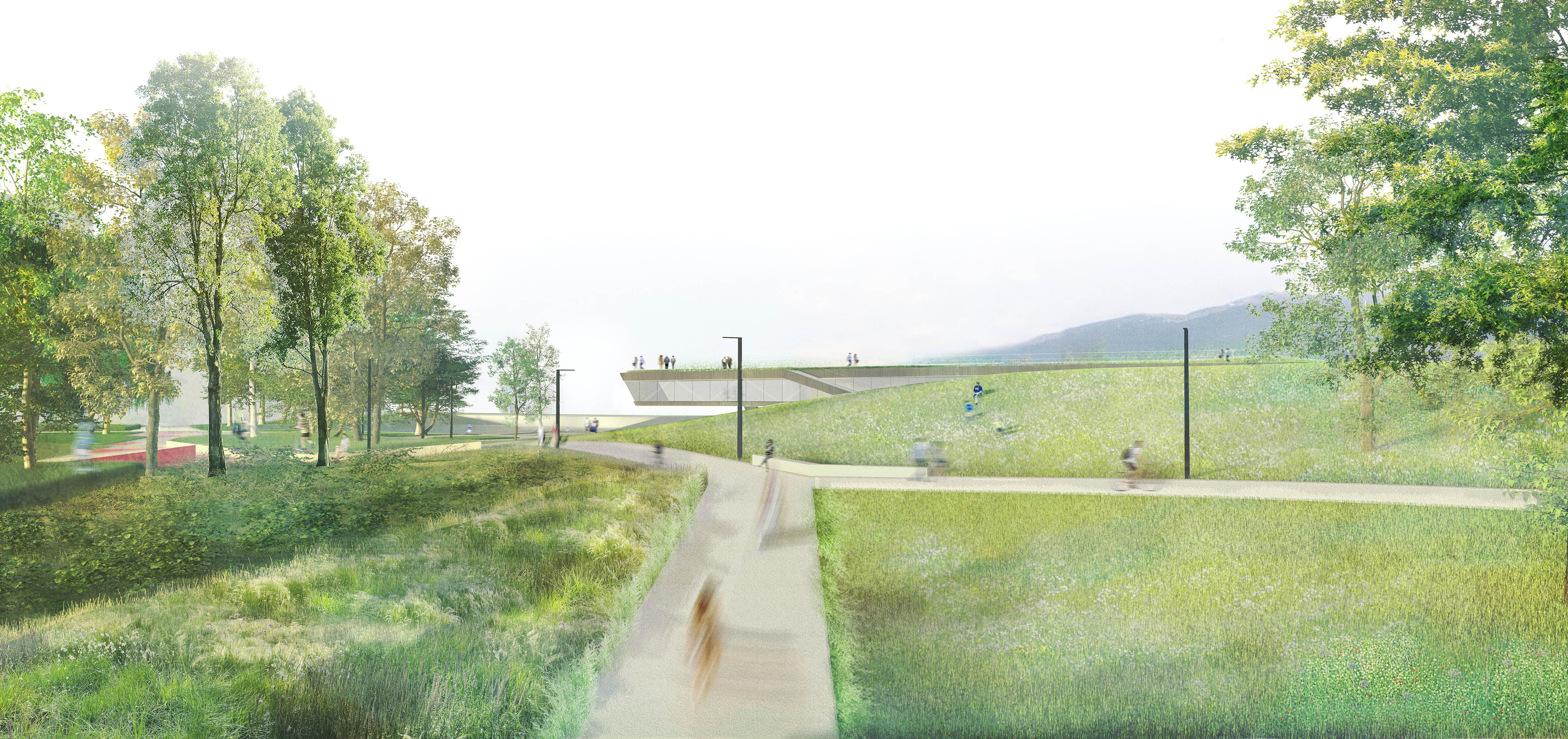 Visualisierung Gestaltung Freiraum und Sportanlagen in der Campagne Reichenau.