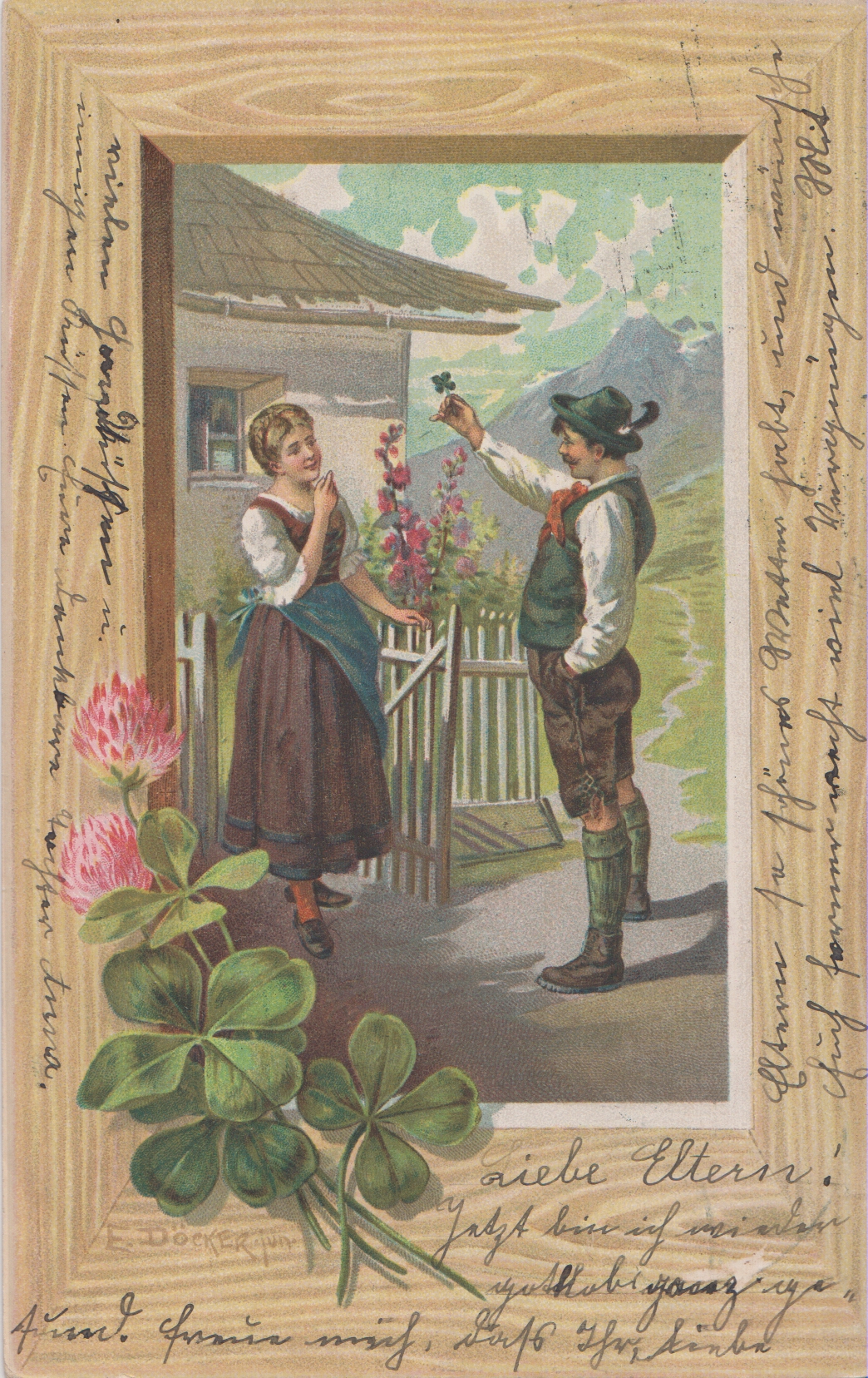 Zweifellos! Der junge Bauernbursche findet nicht nur gefallen an seinem neuen Hut mit Gemsbart.