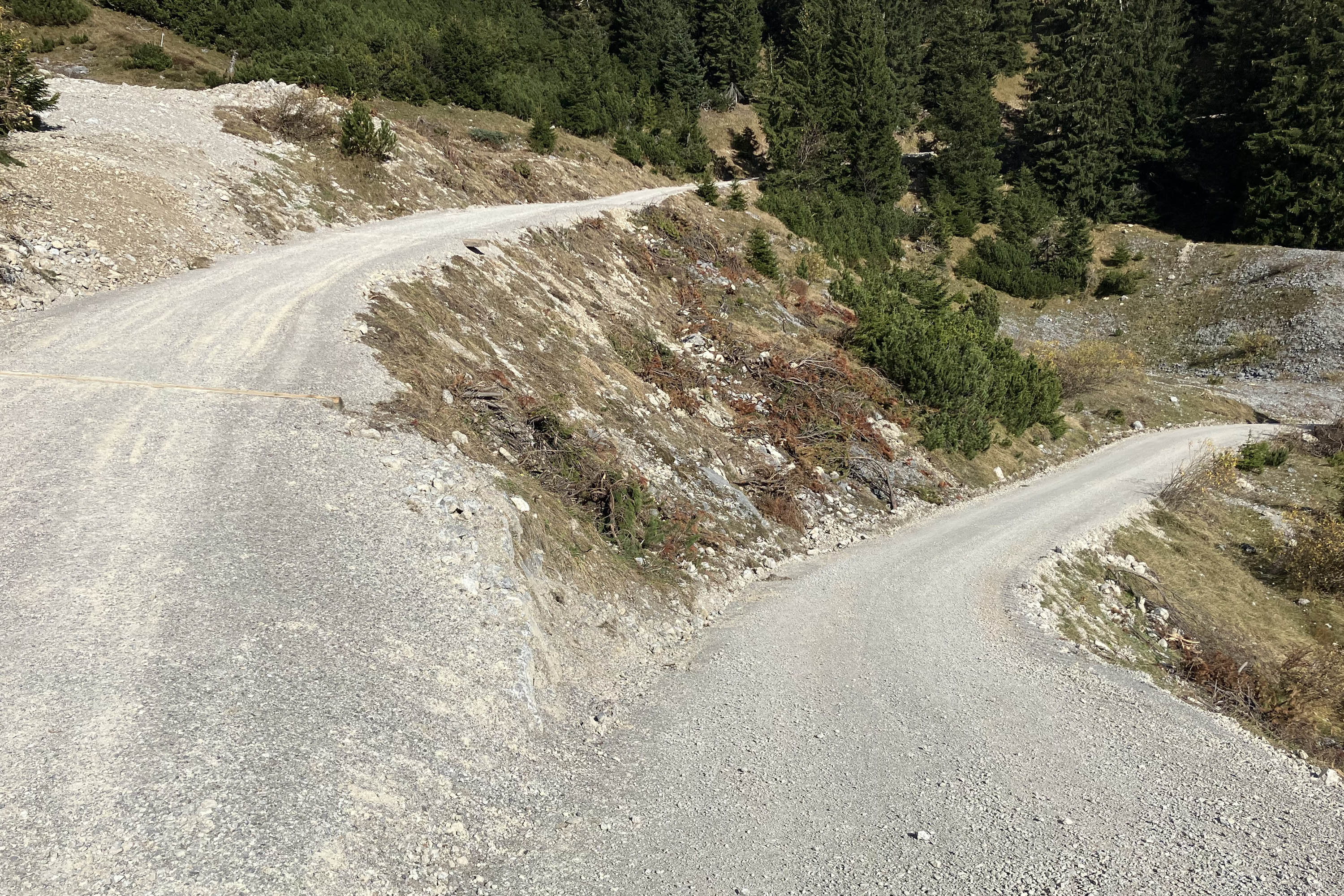 Ein verbreiterter Umkehrplatz erleichtert die Versorgung der Alm.