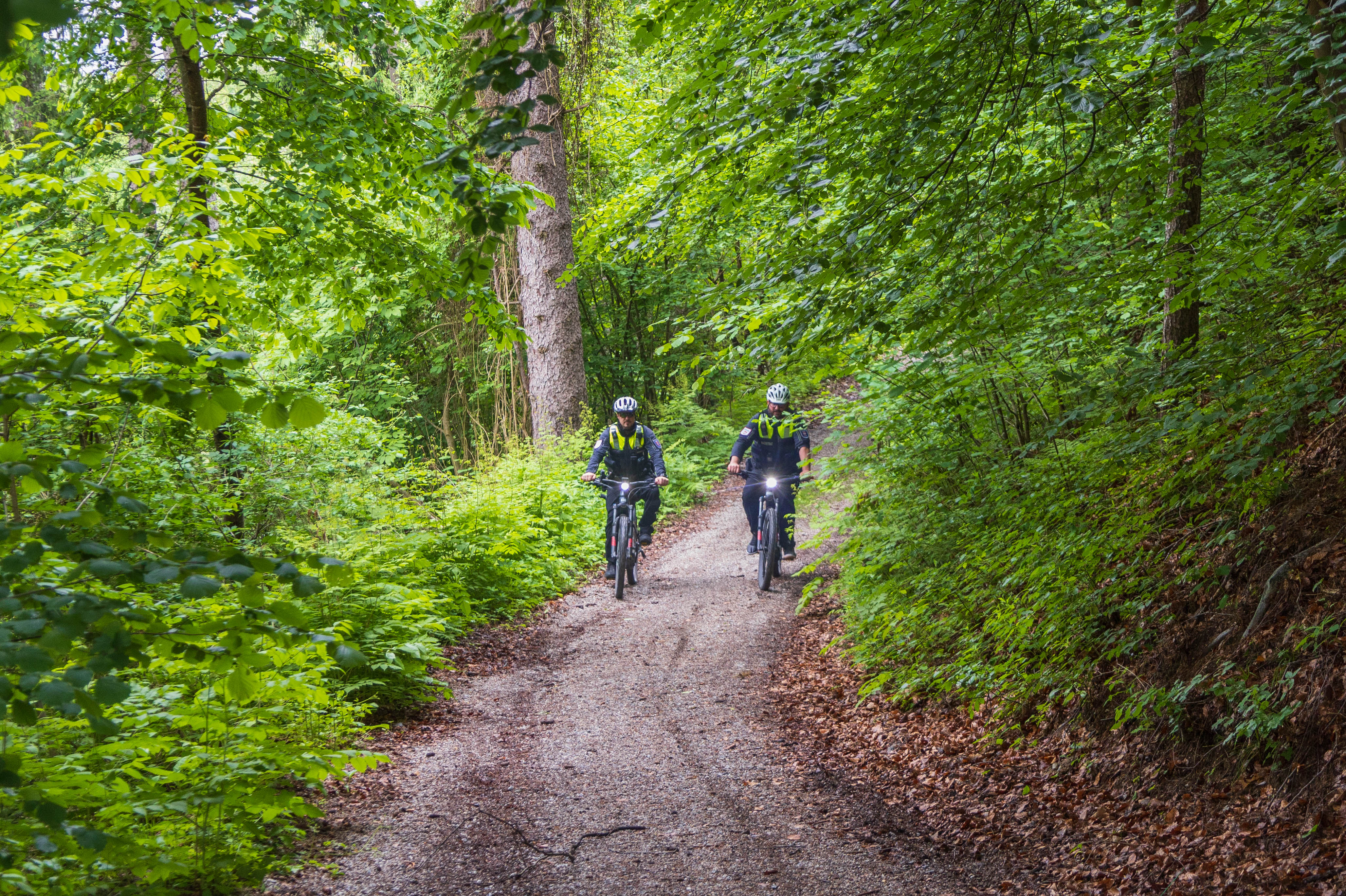 Die E-Bikes sind auch für Einsätze im Gelände oder weiteren Orten, die per PKW nur schwer zugänglich sind, geeignet.