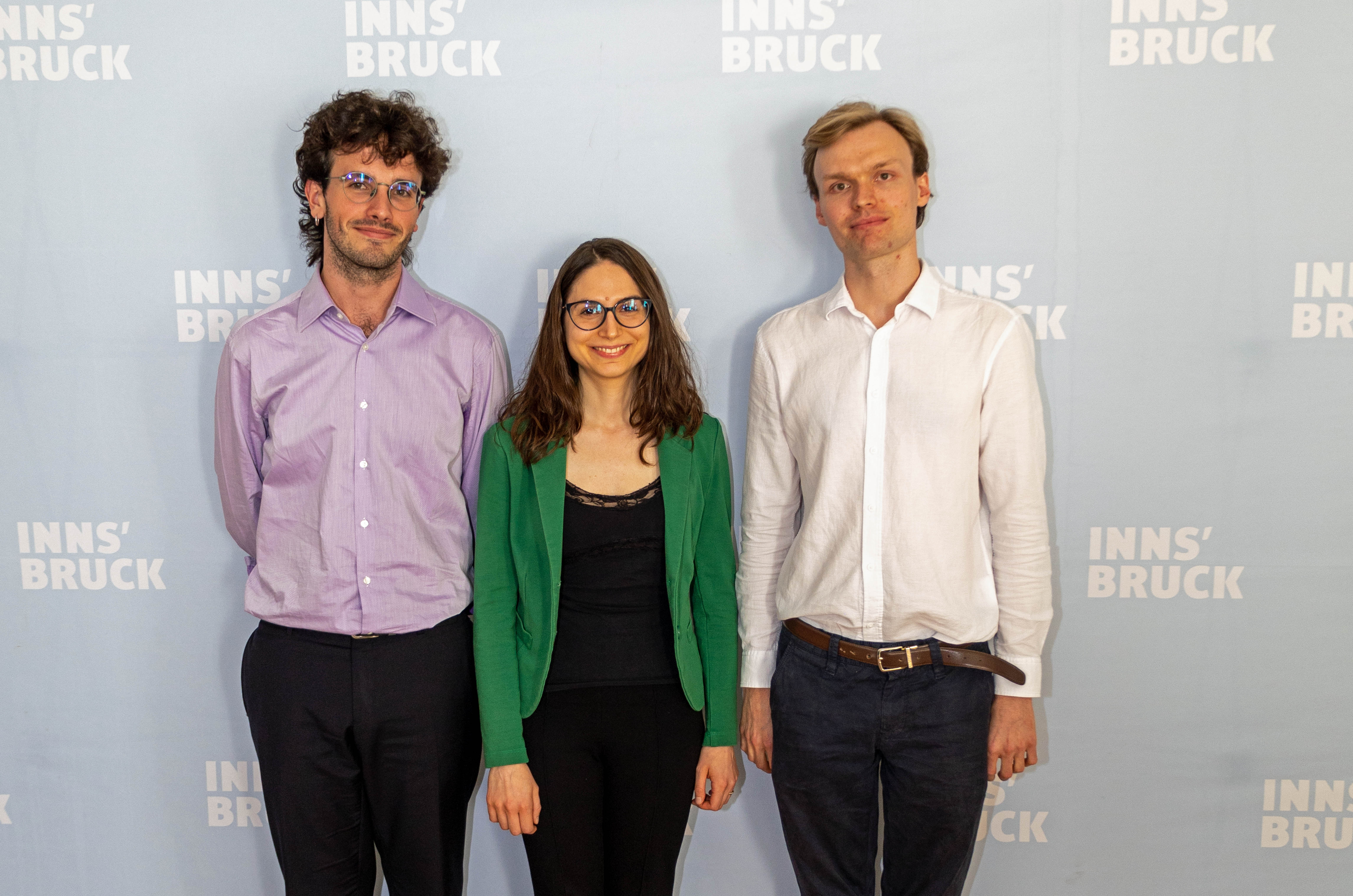 Die PreisträgerInnen des 21. Paul-Hofhaimer-Wettbewerbs: Nadal Roig i Serralta (2. Platz), Giulia Ricci (2. Platz), Josef Laming (1. Platz).