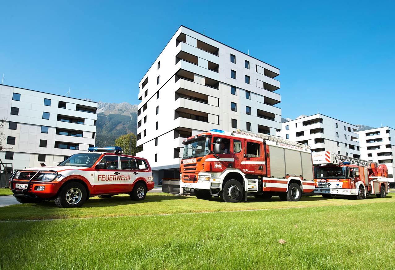Sowohl die neu errichtete Wohnanlage O3 als auch die Berufsfeuerwehr waren im Jahr 2012 bereit für die Youth Olympic Games - YOG.
